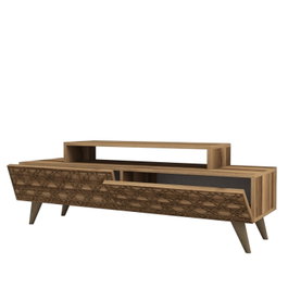 Hanah Home Soporte TV Nogal City - 140cm Ancho x 48.8cm Alto x 41.8cm Profundo Elegante y Moderno